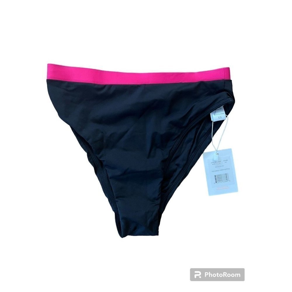 Andie Swimwear Pink Banded High Rise Cheeky Bottom NWTS XS V